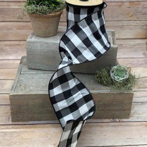 D. Stevens Faux Doupioni Check Ribbon, 4" X 10 Yards